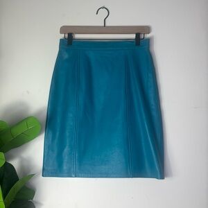 Firenze‎ Santa Barbara Genuine Leather Pencil Skirt Teal Women’s size 10